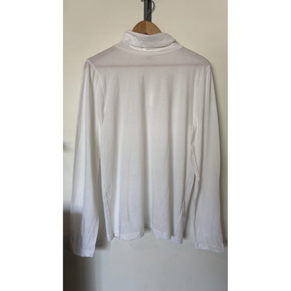 NWT J Crew White Long Sleeve Turtleneck Shirt Size L